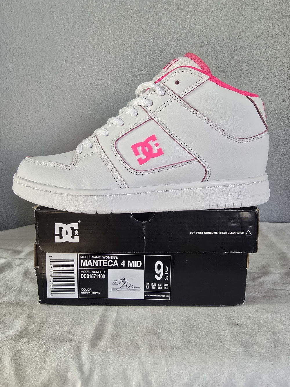 DC Women's Manteca 4 Mid - White with Pink Accent
